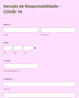 Form Templates: Formulário de Isenção de Responsabilidade para Serviços de Maquiagem, Cílios e Sobrancelhas durante a COVID 19