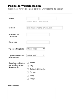Form Templates: Formulário de Pedido Web design