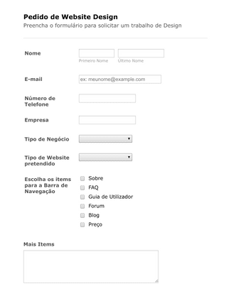 Formulário de Pedido - Web design
