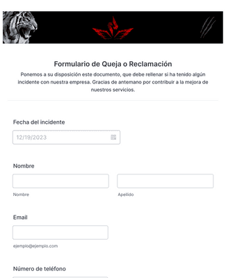 Formular Quejas Formulario de Queja o Reclamación Plantilla de formulario | Jotform