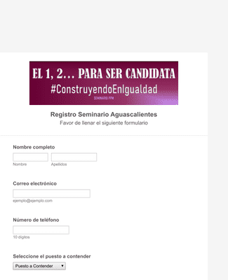 Formulario de Registro 1,2 para ser Candidata