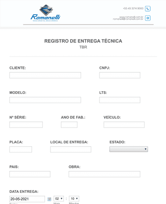 Form Templates: Formulário de Registro de Entrega Técnica