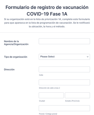 Form Templates: Formulario de registro de vacunación COVID 19 Fase 1A