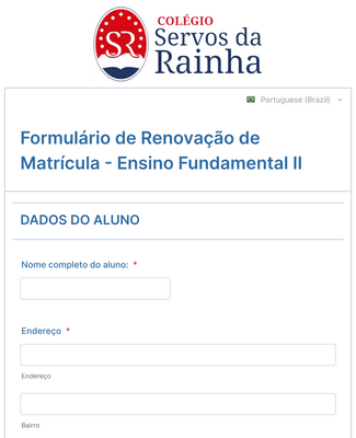 Form Templates: Formulário de Renovação de Matrícula Ensino Fundamental II