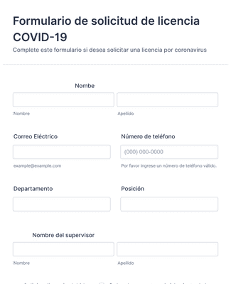 Formulario de solicitud de licencia COVID-19
