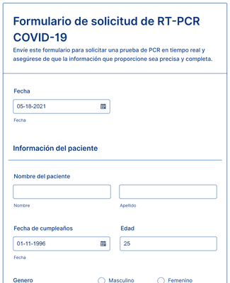 Form Templates: Formulario de solicitud de RT PCR COVID 19