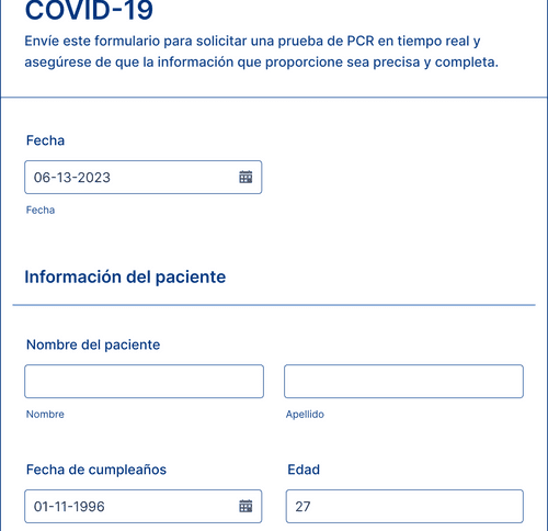 Form Templates: Formulario De Solicitud De RT PCR COVID 19