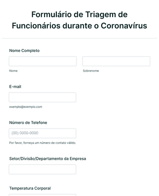Formulário de Triagem de Funcionários durante o Coronavírus