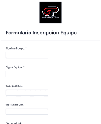 Form Templates: Formulario Inscripcion Equipo