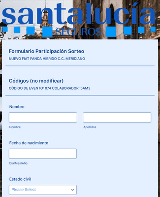 Form Templates: Formulario Para Participar En El Sorteo Del Coche De Santalucía 