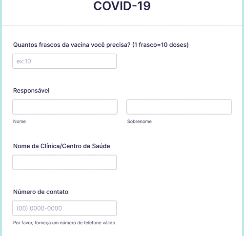 Form Templates: Formulário Para Pedidos Da Vacina Da COVID 19