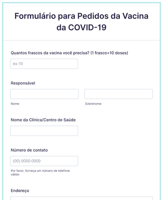 Formulário para Pedidos da Vacina da COVID-19