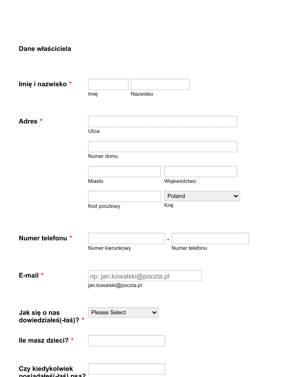 Formularz Szkolenia Psa Szablon Formularza | Jotform