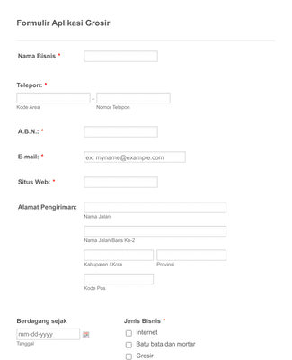 Form Templates: Formulir Aplikasi Akun Grosir