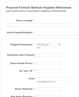 Form Templates: Formulir Bantuan Proposal Yayasan Hadji Kalla