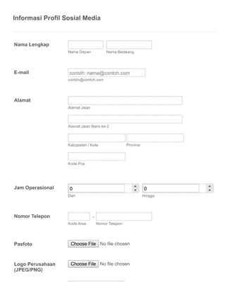 Form Templates: Formulir Informasi Profil Sosial Media