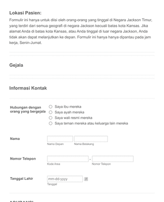 Formulir Lapor Diri Gejala COVID-19 Template Formulir | Jotform