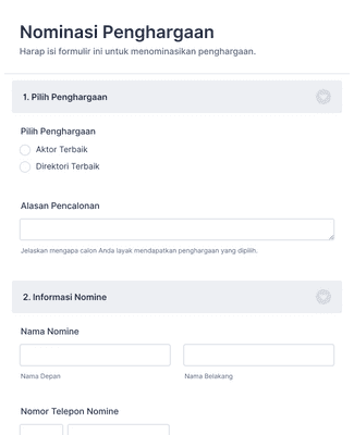 formulir pengajuan nominasi online