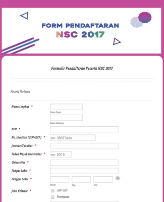 Form Templates: Formulir Pendaftaran Peserta Nsc 2017