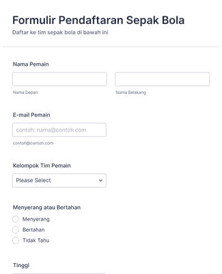 Formulir Pendaftaran Sepak Bola Template Formulir | Jotform