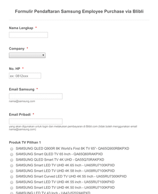 Formulir PendaftaranSEIN Employee Purchase Via Blibli Form Template ...