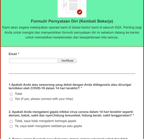 Formulir Pernyataan Diri COVID-19 Template Formulir | Jotform