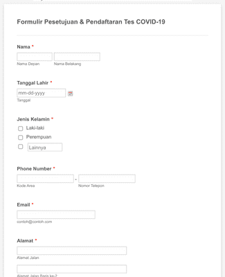 Formulir Persetujuan Dan Pendaftaran Tes COVID-19 Template Formulir ...