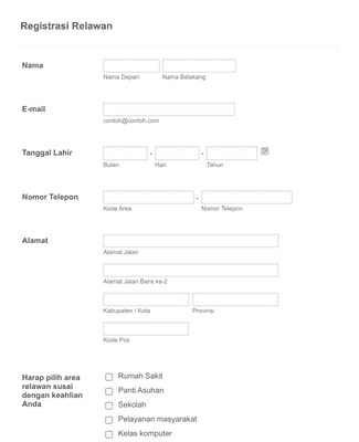 Form Templates: Formulir Registrasi Kandidat Relawan