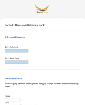 Form Templates: Formulir Registrasi Rekening Bank