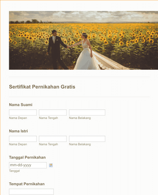 Form Templates: Formulir Sertifikat Pernikahan Gratis