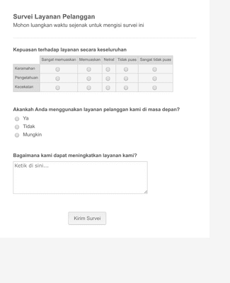 Formulir Survei Kepuasan Pelanggan Template Formulir Jotform