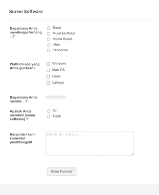 Form Templates: Formulir Survei Software