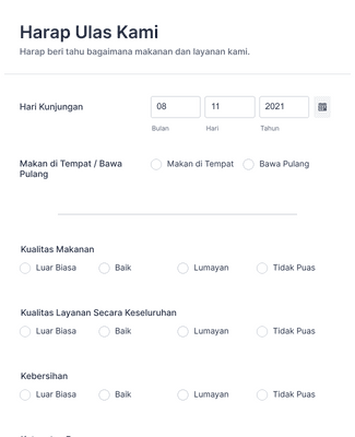 Formulir Ulasan Restoran Template Survei