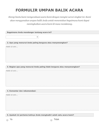 Formulir Umpan Balik Template Formulir | JotForm