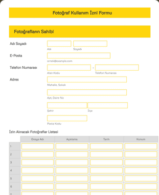 Form Templates: Fotoğraf Kullanım İzni Formu
