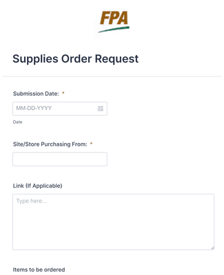 FPA Supplies Order Request