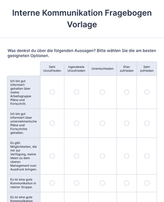 Form Templates: Interne Kommunikation Fragebogen Vorlage