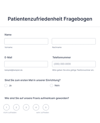 Form Templates: Patientenzufriedenheit Fragebogen