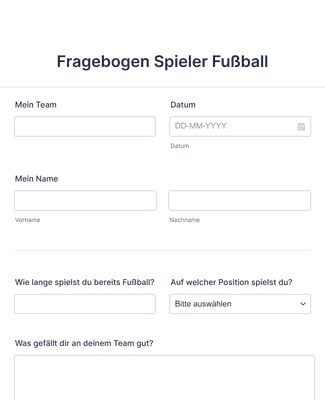 Form Templates: Fragebogen Spieler Fußball