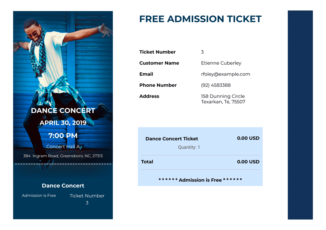 Free Admission Ticket Template
