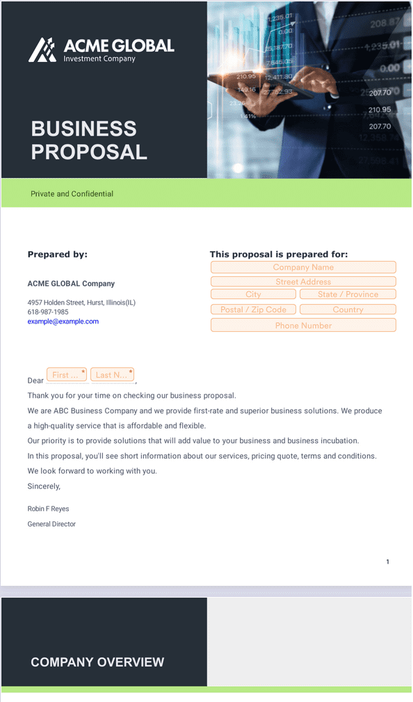 Free Business Proposal Template Sign Templates Jotform