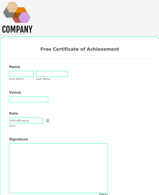 Form Templates: Free Certificate of Achievement