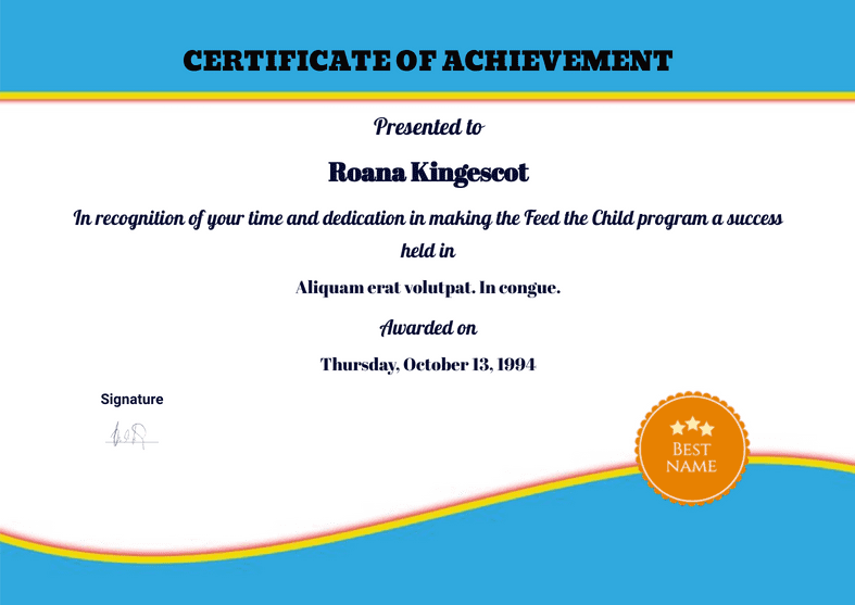 Free Certificate of Achievement Template