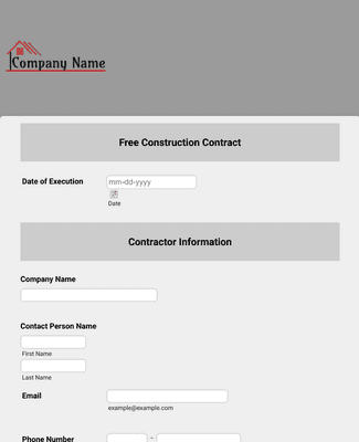 Form Templates: Free Construction Contract