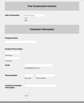 Form Templates: Free Construction Contract
