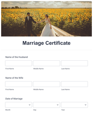 Free Marriage Certificate Form