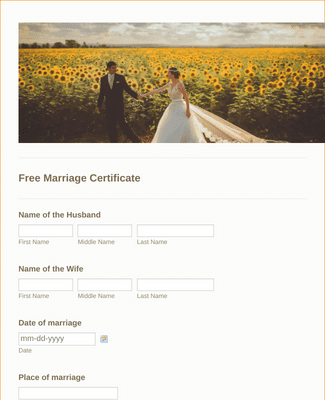Free Marriage Certificate Form