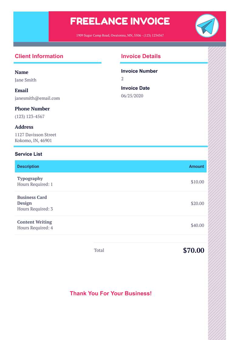 Freelance Graphic Design Invoice Template