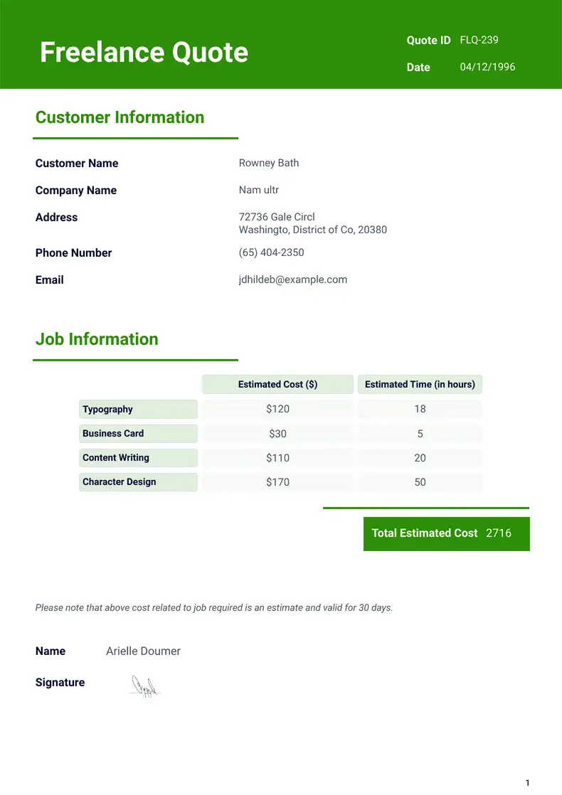 Cleaning Quote Template PDF Templates Jotform