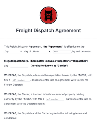 Freight Dispatch Agreement Form Template Jotform